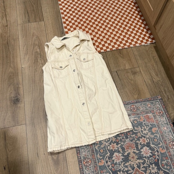 Zara Dresses & Skirts - Zara Cream Button-Up 100% Cotton Dress Medium